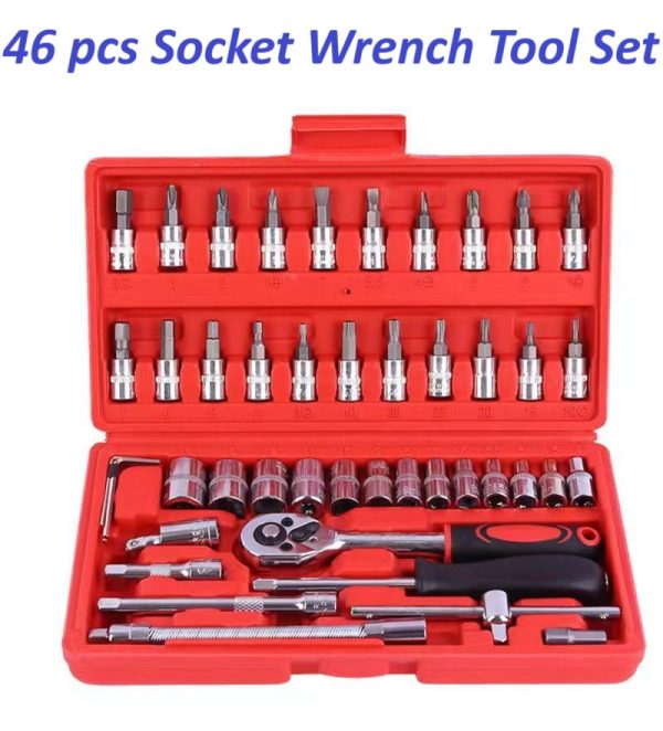 46pcs Repair Wrench Set with Head Ratchet & Sockets