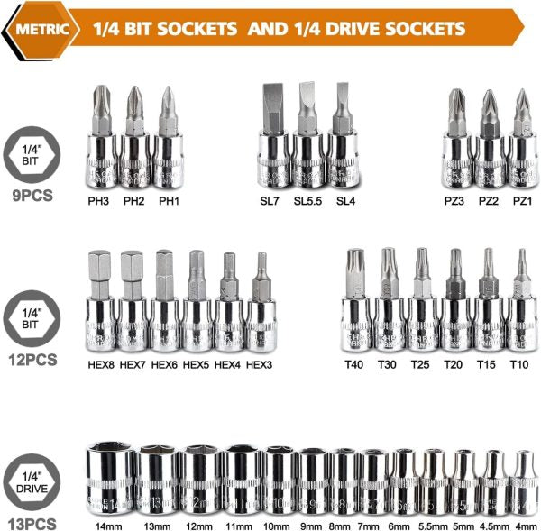 46pcs Repair Wrench Set with Head Ratchet & Sockets
