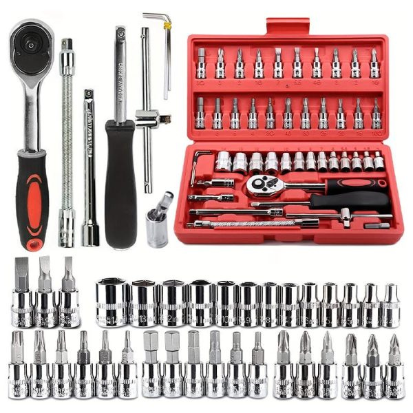 46pcs Repair Wrench Set with Head Ratchet & Sockets
