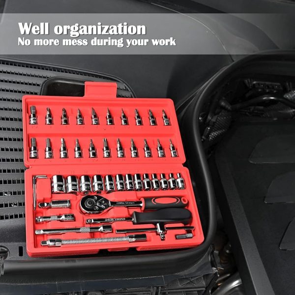 46pcs Repair Wrench Set with Head Ratchet & Sockets